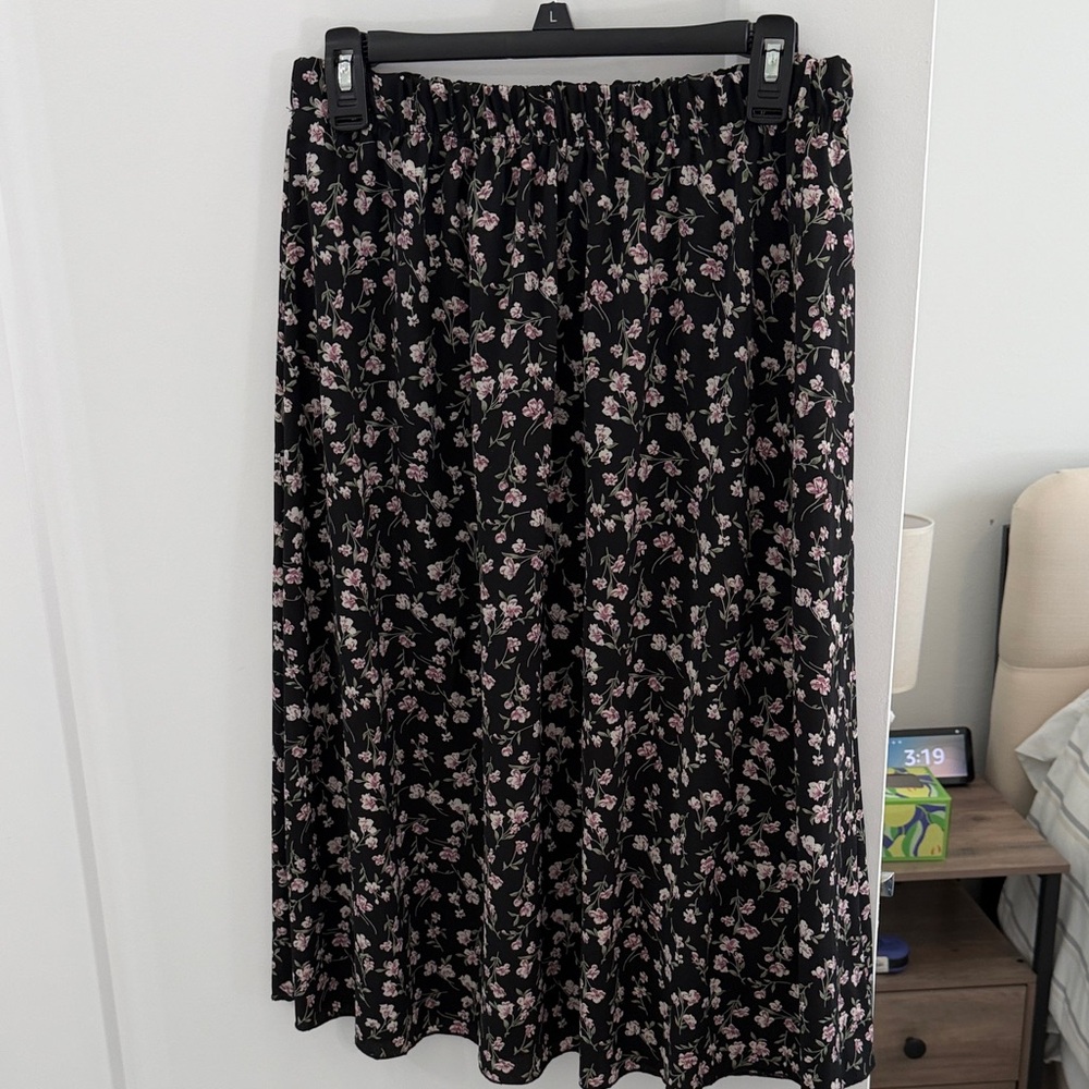 Floral Black Skirt